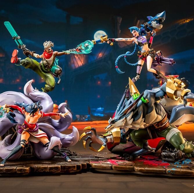 figurines League of Legends Jinx & Warwick / Ekko & Ahri 2XKO